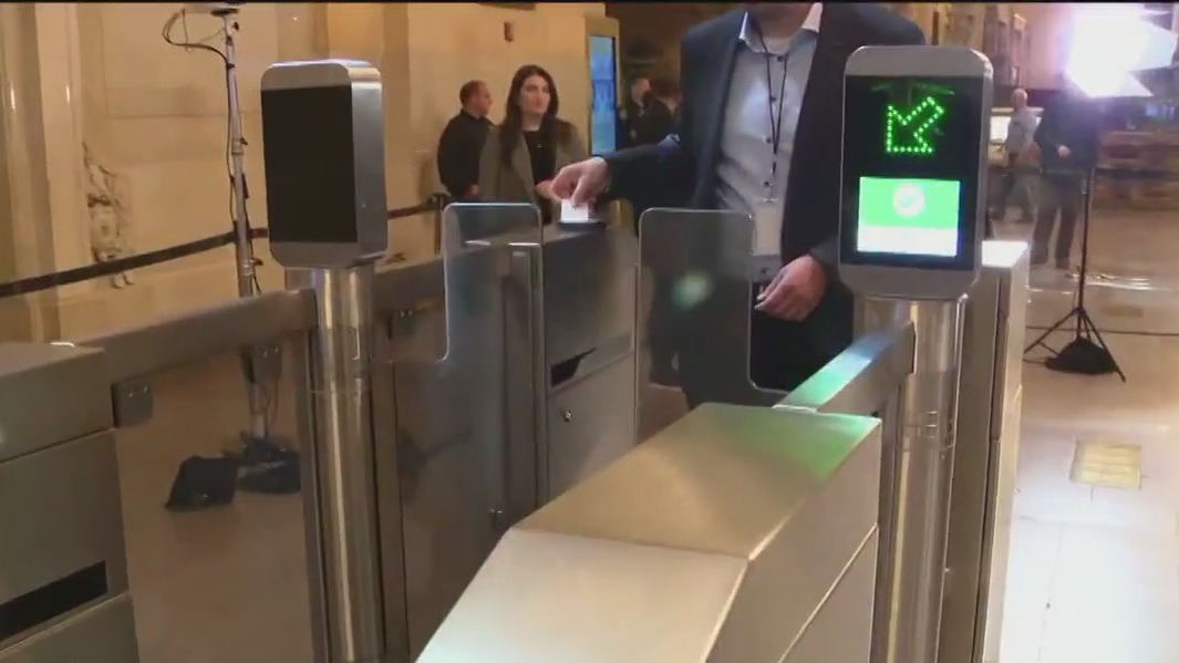 Prototype of turnstile gate to combat NYC fare-beating