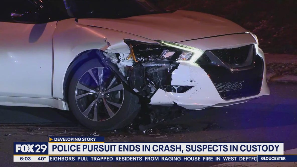 Police pursuit ends with crash, multiple arrests in West Philadelphia
