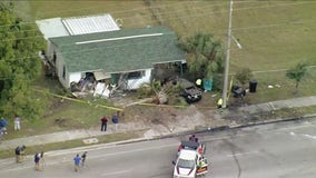 Watch: Car slams into Orlando home after possible street race