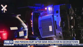 Person injured after semi-rollover in Georgetown