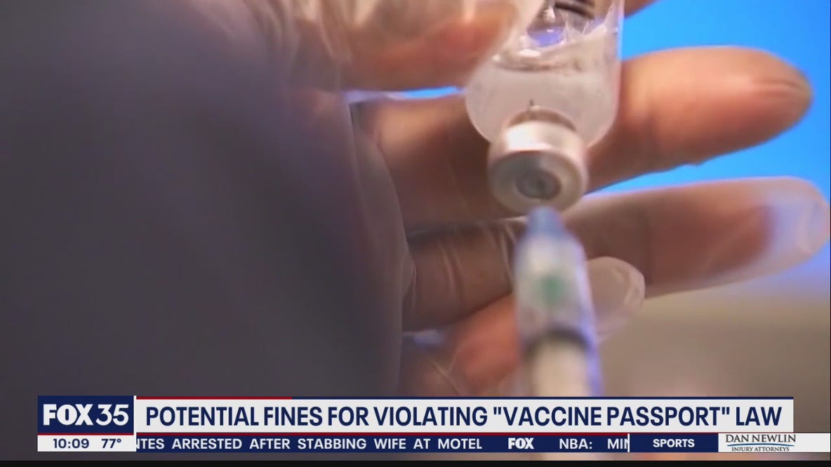 Potential fines for violating 'vaccine passport' law