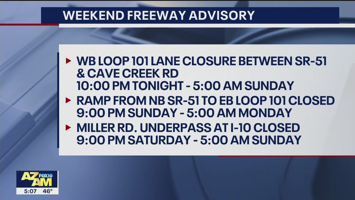 Phoenix-area freeway travel restrictions in effect this weekend
