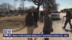 A dozen supporters of Jussie Smollett rally outside Cook County Jail, demand he should be freed