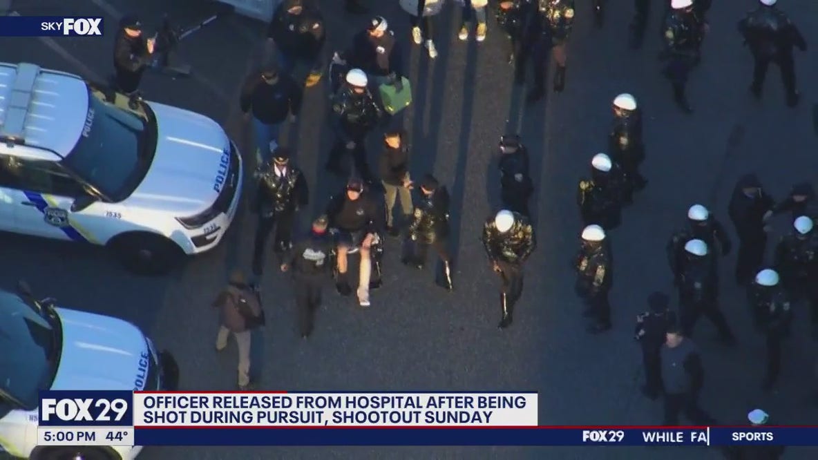 Officer gets released from hospital after being shot during pursuit turned shootout