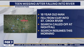Teen missing after falling from cliff into St. Croix River