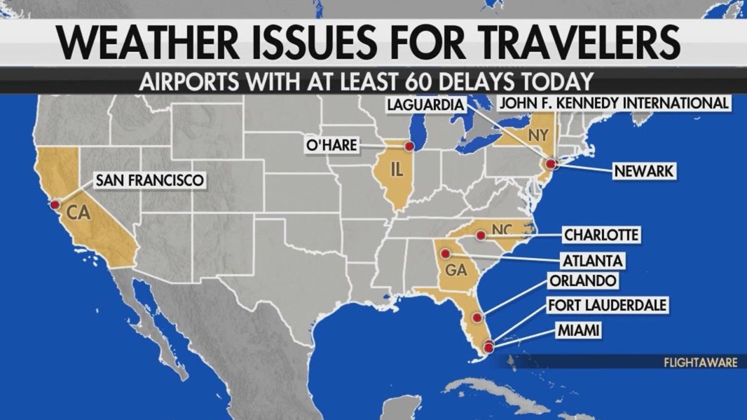Nor'easter causing air travel disruptions nationwide
