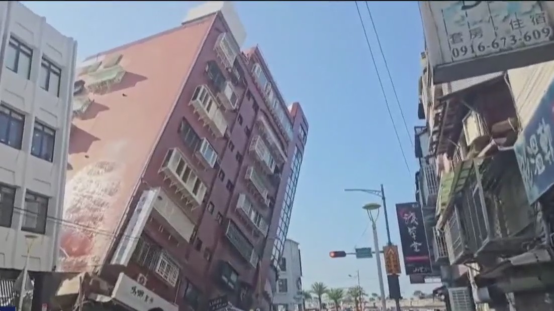 A strong earthquake shakes Taiwan, damaging buildings and causing a tsunami