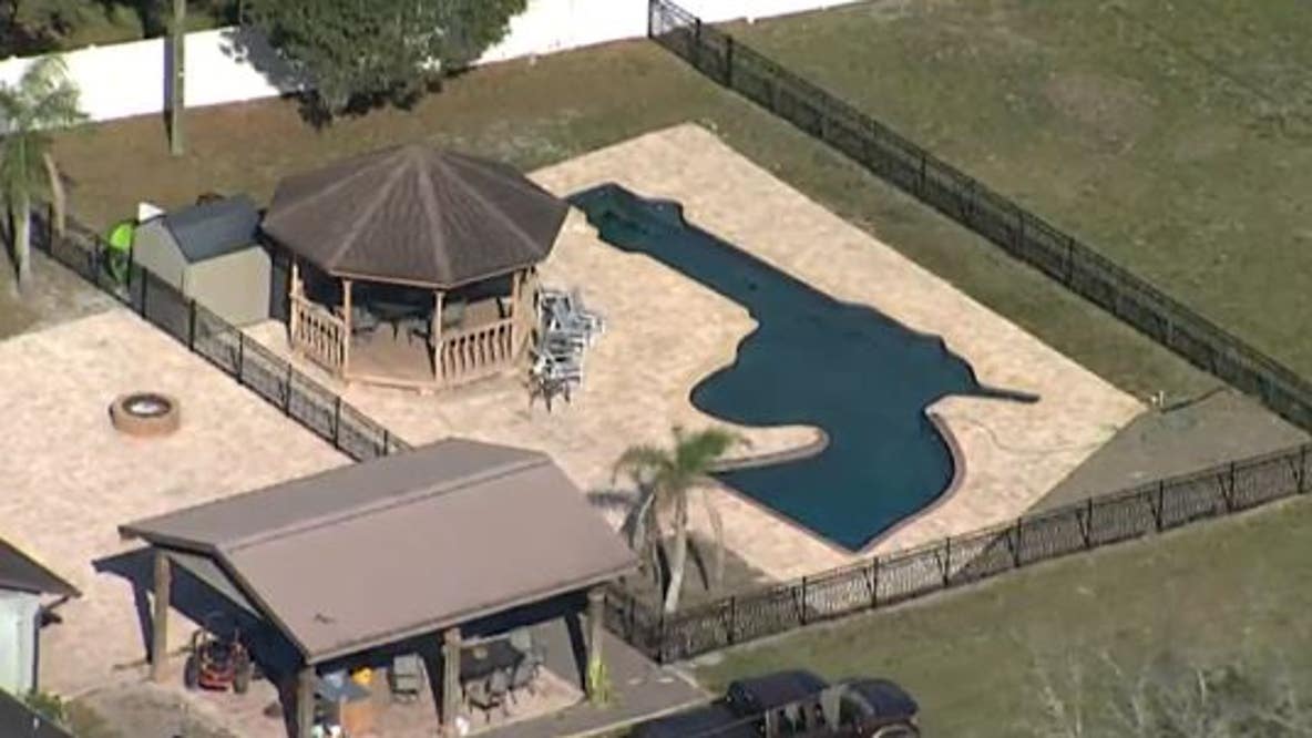Backyard swimming pool in Florida shaped like a revolver