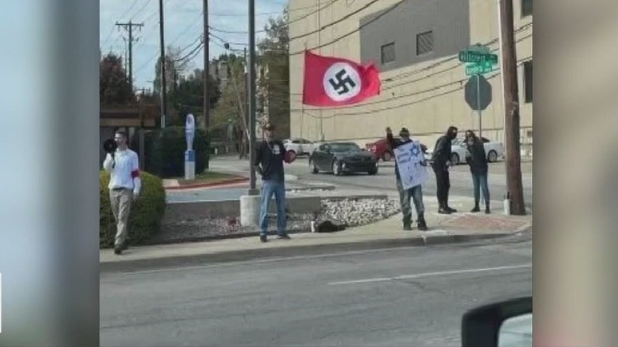 Neo-Nazi group gathers outside Dallas temple