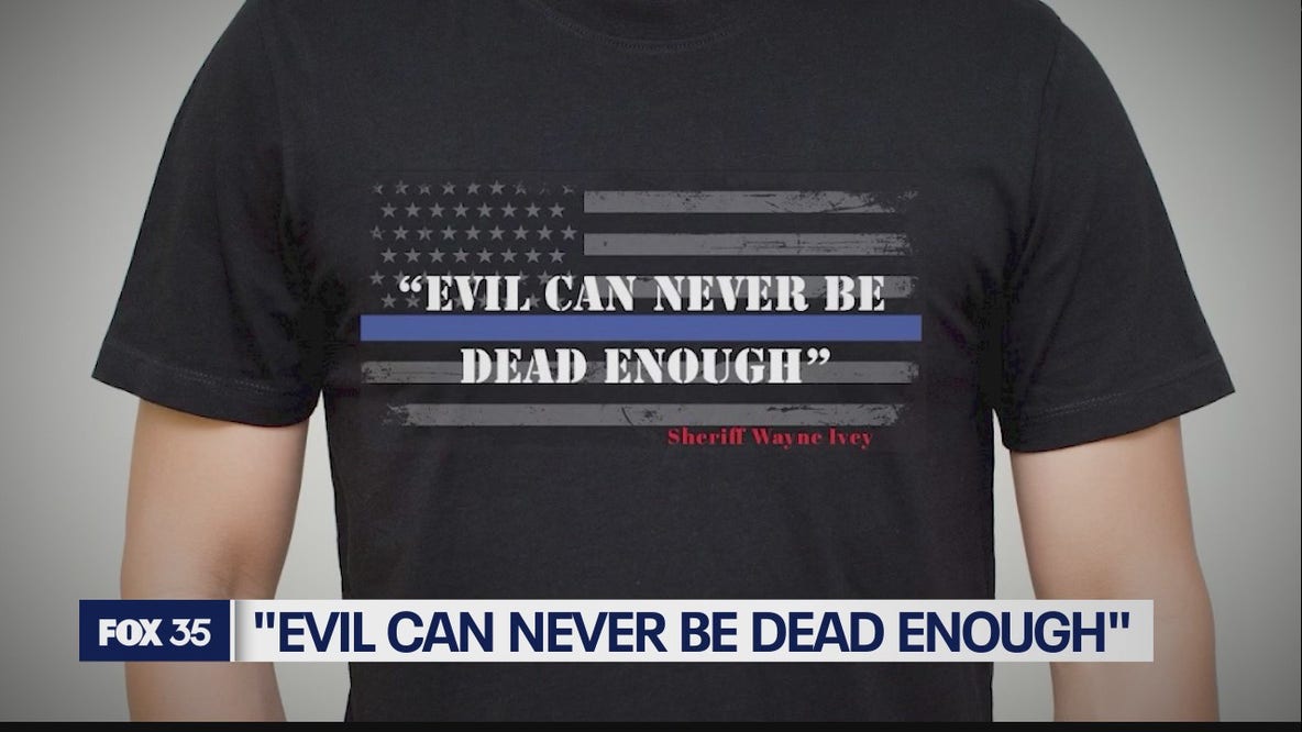 'Evil Can Never Be Dead Enough' T-shirt raising money for first-responders