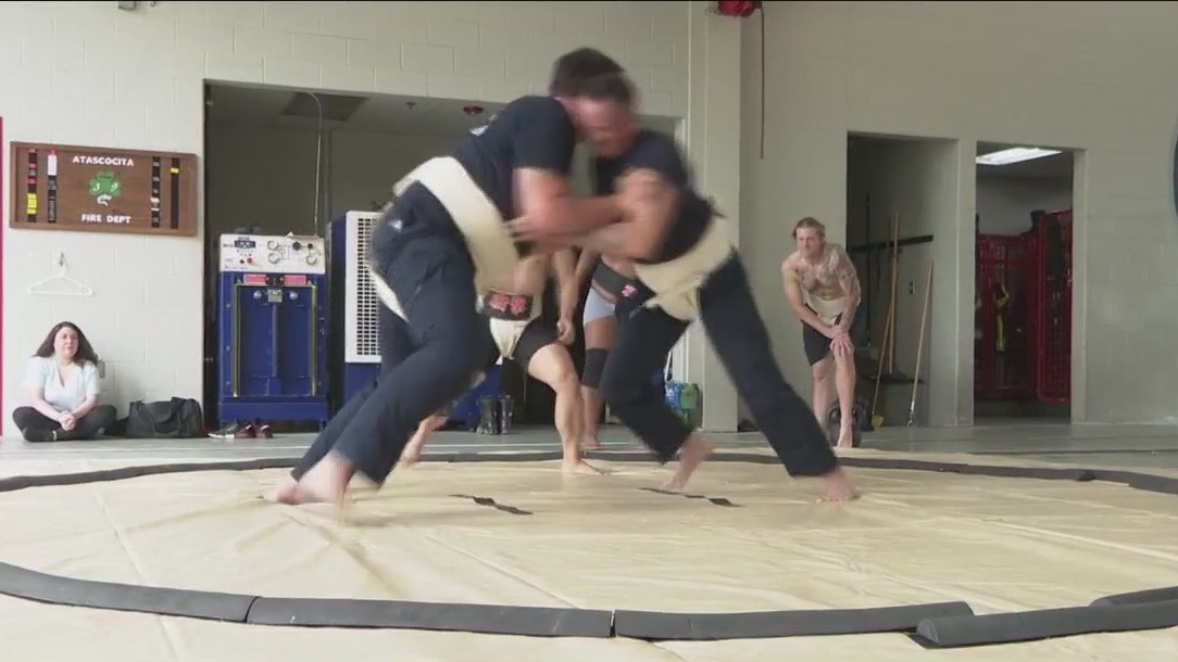 Atascocita firefighters train with sumo wrestlers