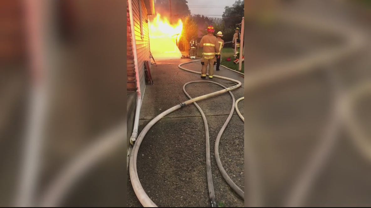 Shelby Township couple watch garage burn to ground from downed wires before DTE lineman respond