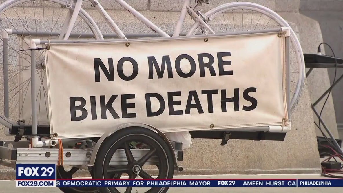 Bicyclists ride through Philadelphia to raise awareness for biker safety on local roadways