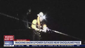 Snow causes power outages, slick roads near Snoqualmie Pass