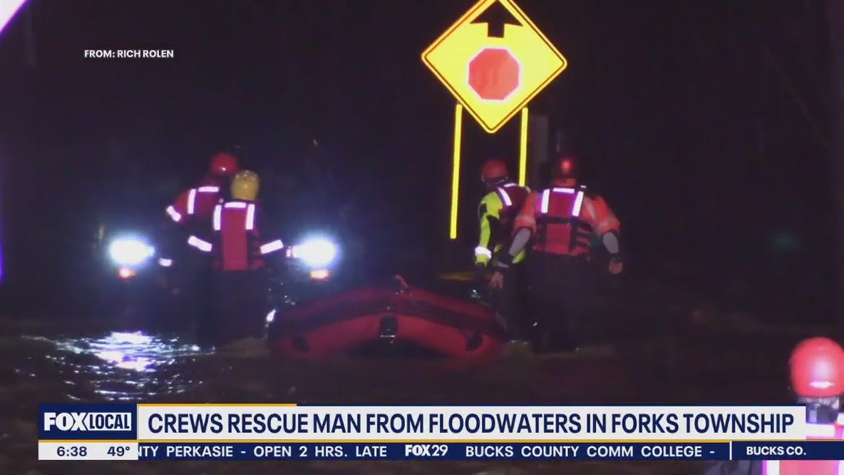 Crews rescue man from floodwaters amid Pennsylvania storm