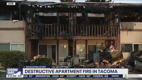 Destructive apartment fire in Tacoma