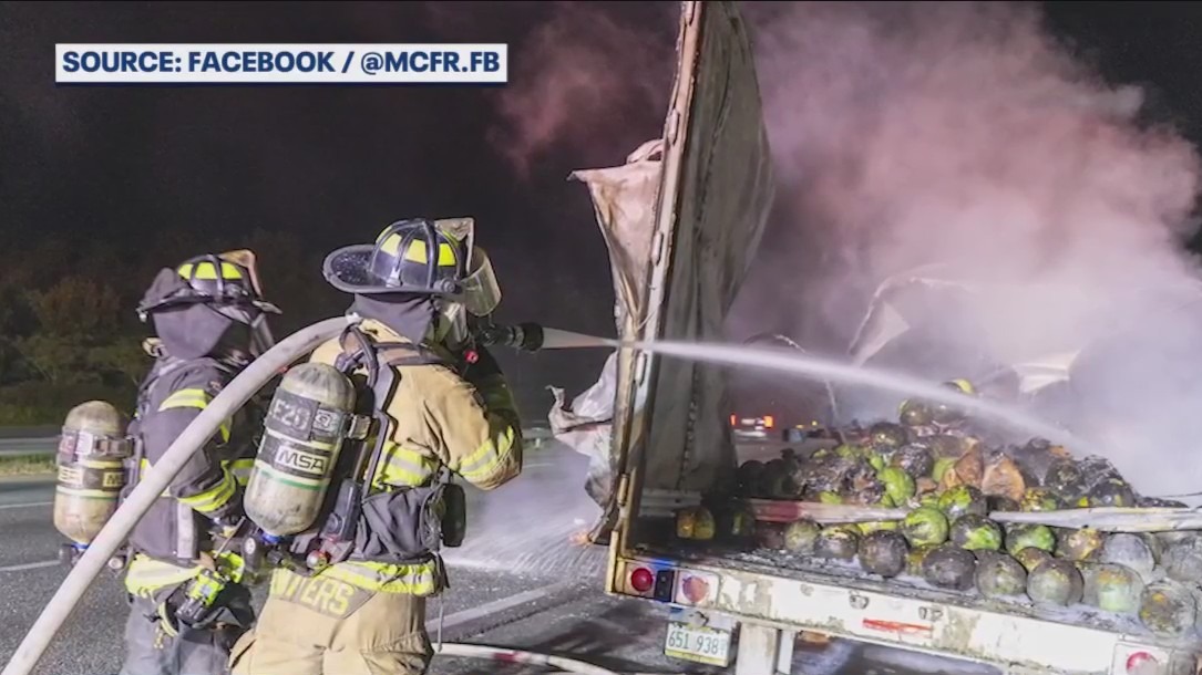 Watermelons torched in semi fire on I-75