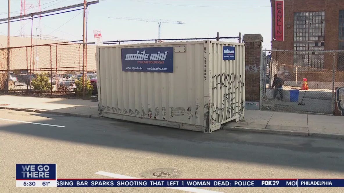Abandoned shipping container blocking drivers from safely pulling out of North Philly parking lot