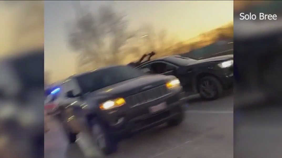 Dramatic video shows stolen vehicle strike troopers before fleeing