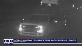 Search underway for truck after rogue tire kills 2
