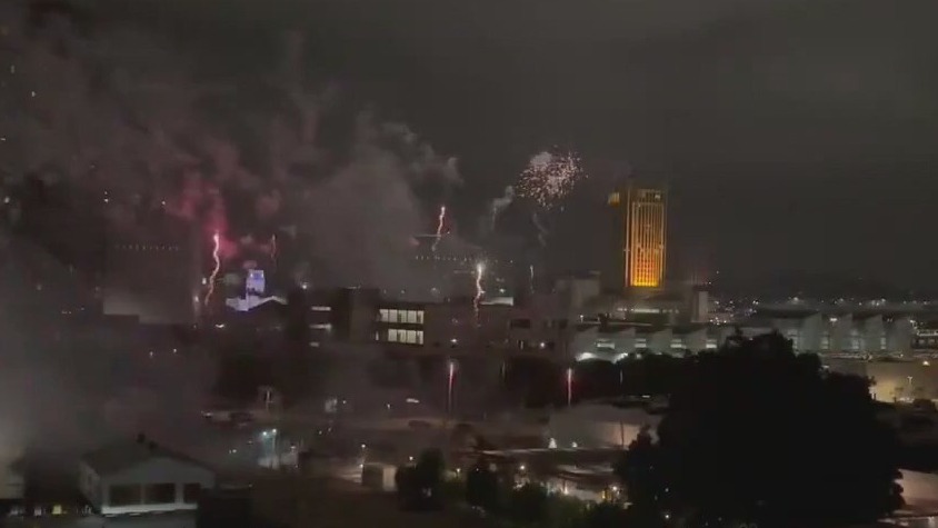 Massive illegal firework display in DTLA