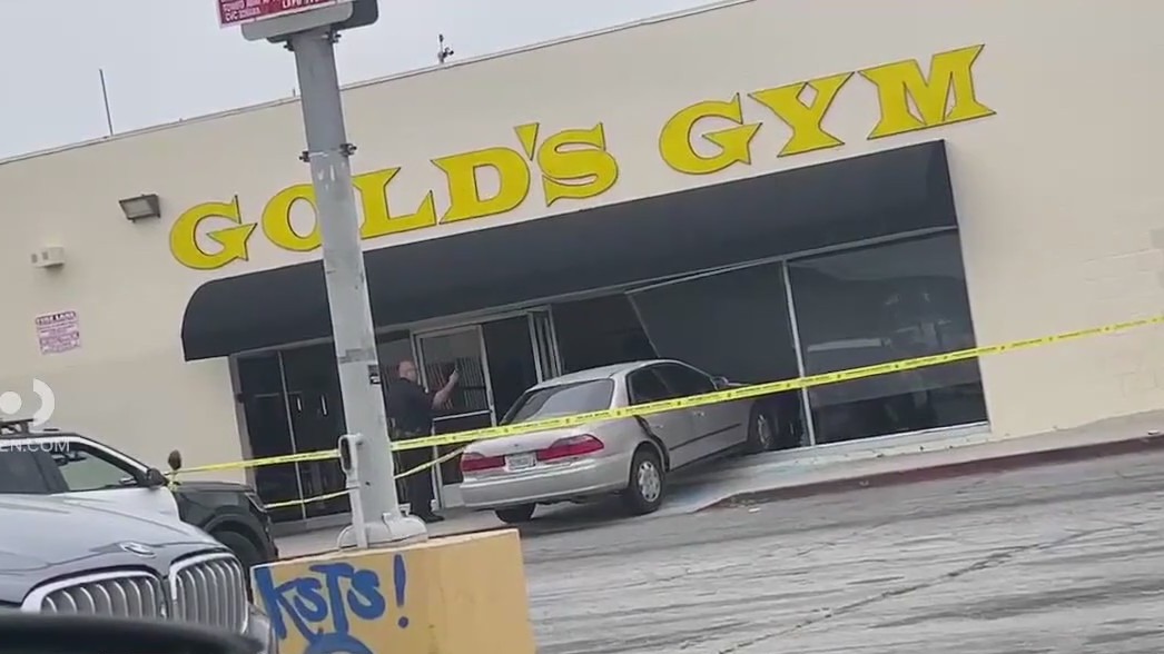 Car crashes into Gold's Gym, driver runs