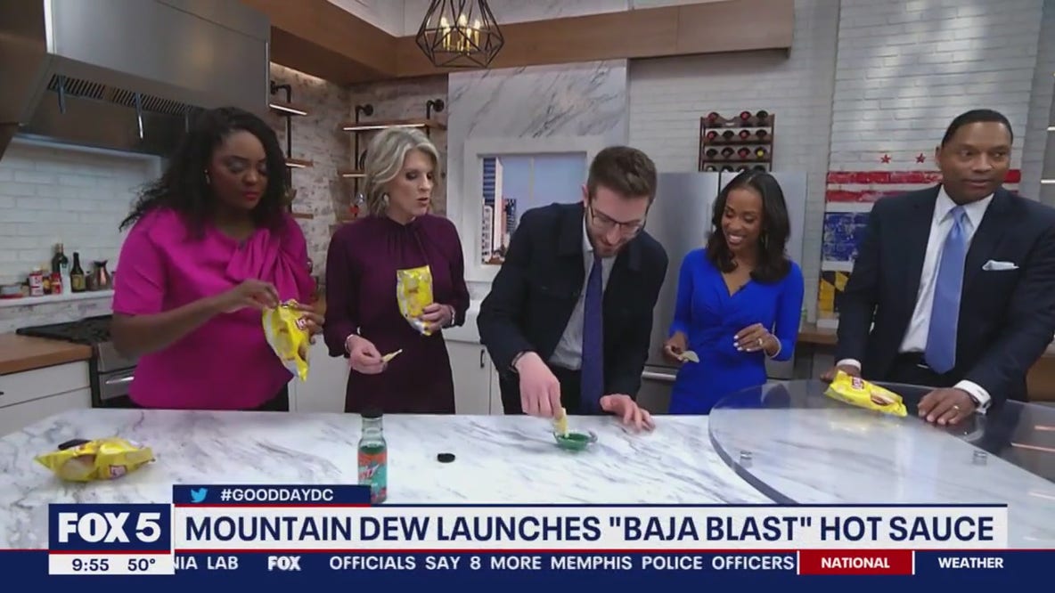 FOX 5 crew tests out Mountain Dew Baja Blast hot sauce