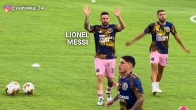 Lionel Messi greets fans in LA