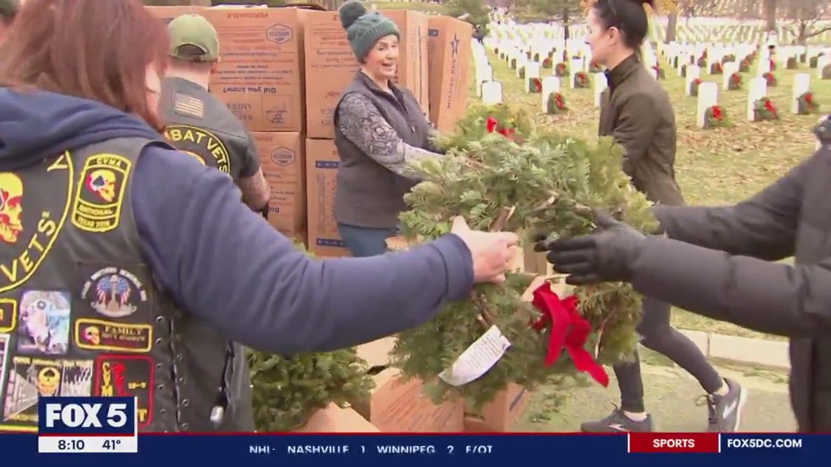 National Wreaths Across America Day celebrated at Arlington National Cemetery Saturday