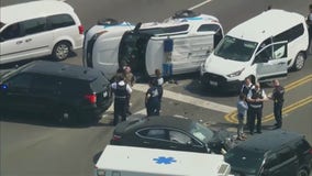 Chicago police vehicle involved in crash near city border