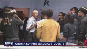 Former President Barack Obama surprises Chicago high school students