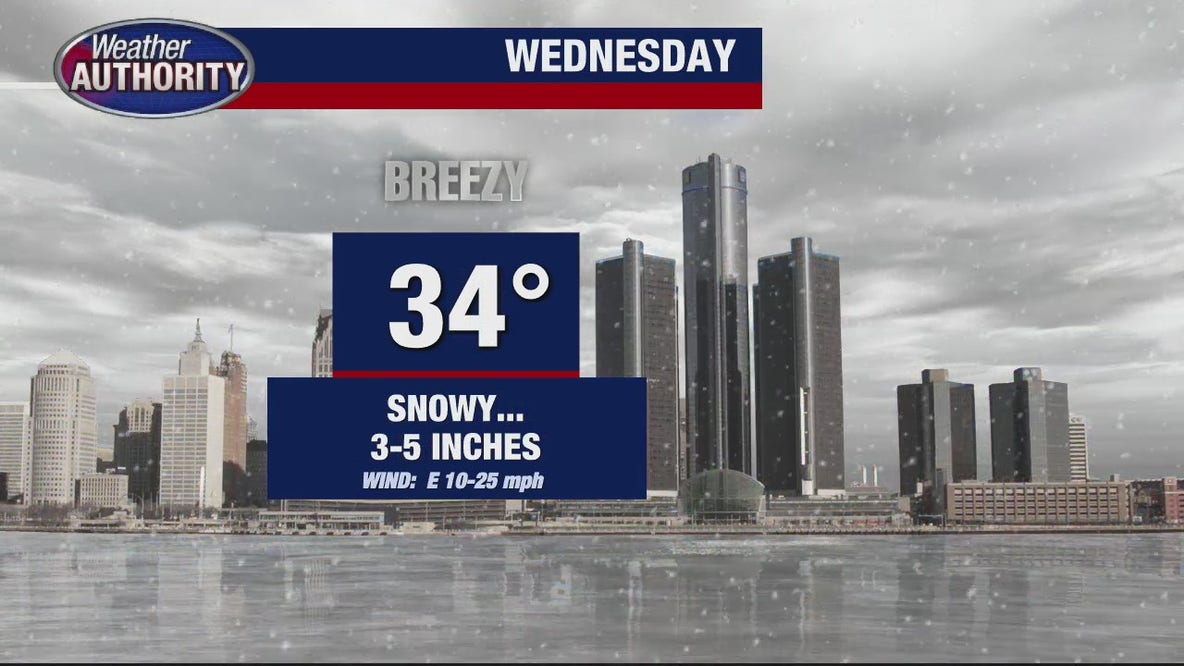 Most of SE Michigan to get 3-5 inches of snow Wednesday