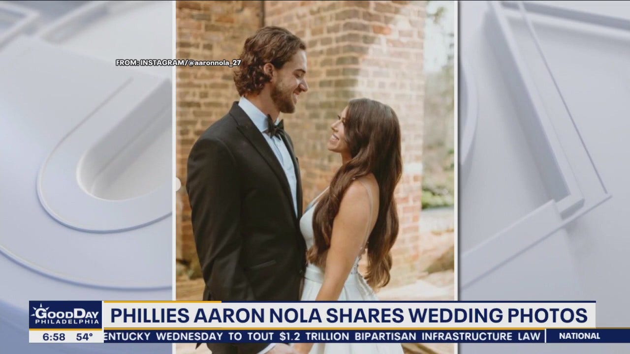 Phillies pitcher Aaron Nola marries high school sweetheart on New