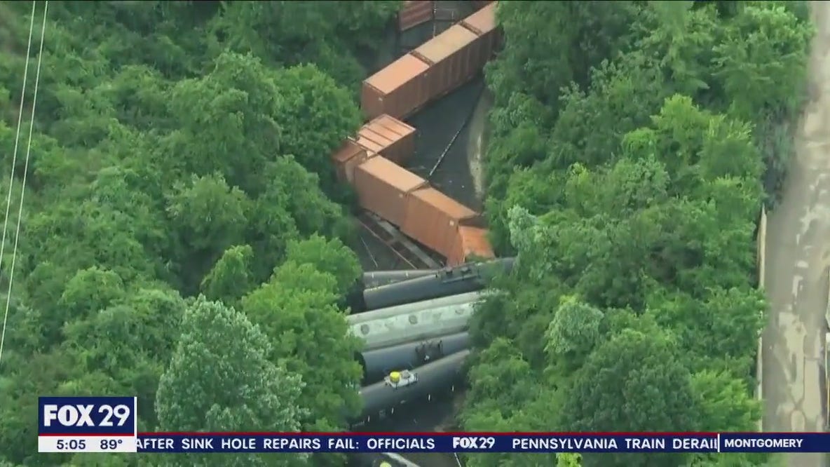 Pennsylvania train derailment: Silicone pellets found leaking out of collapsed train cars, police say