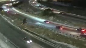 Vehicle rollover on I-35W in Roseville [RAW]