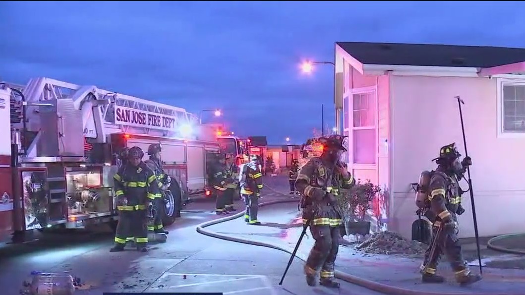 Mobile home fire near Santa Clara County fairgrounds