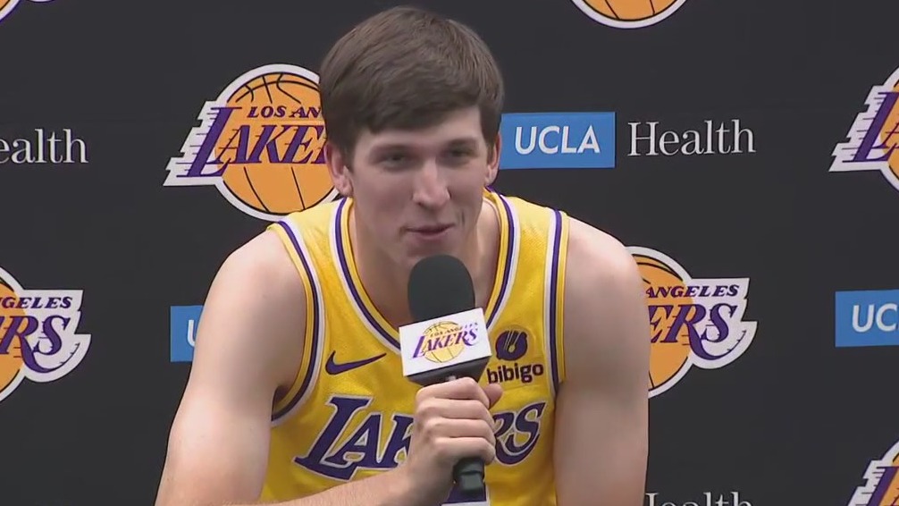 Austin Reaves speaks at Lakers Media Day