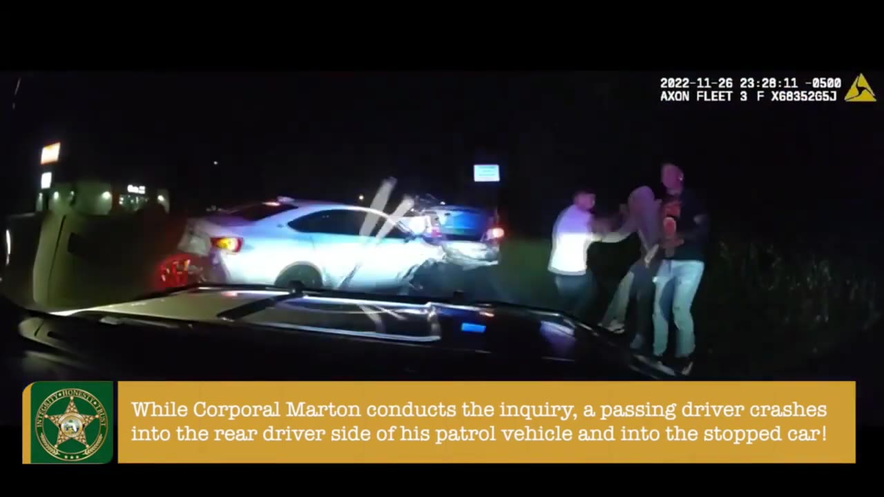 WATCH: Car crashes into Florida deputy's patrol vehicle during traffic stop in Ocala