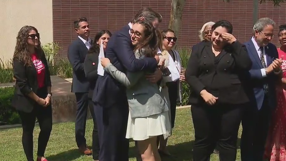 Newsom moved to tears after Saugus HS shooting survivor thanks him for signing strict gun law