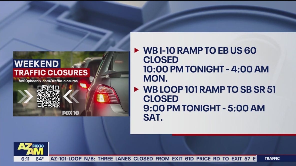 Phoenix weekend freeway closures (April 5-8)