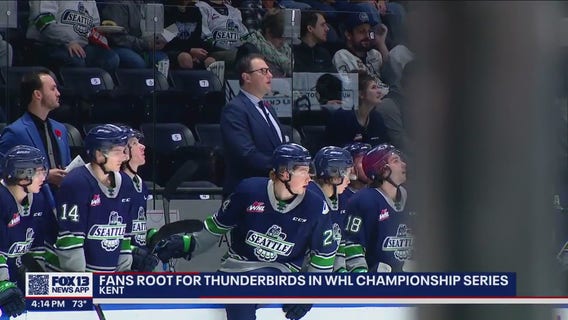 Hockey fans cheer on Seattle Thunderbirds just one win away from WHL Championship