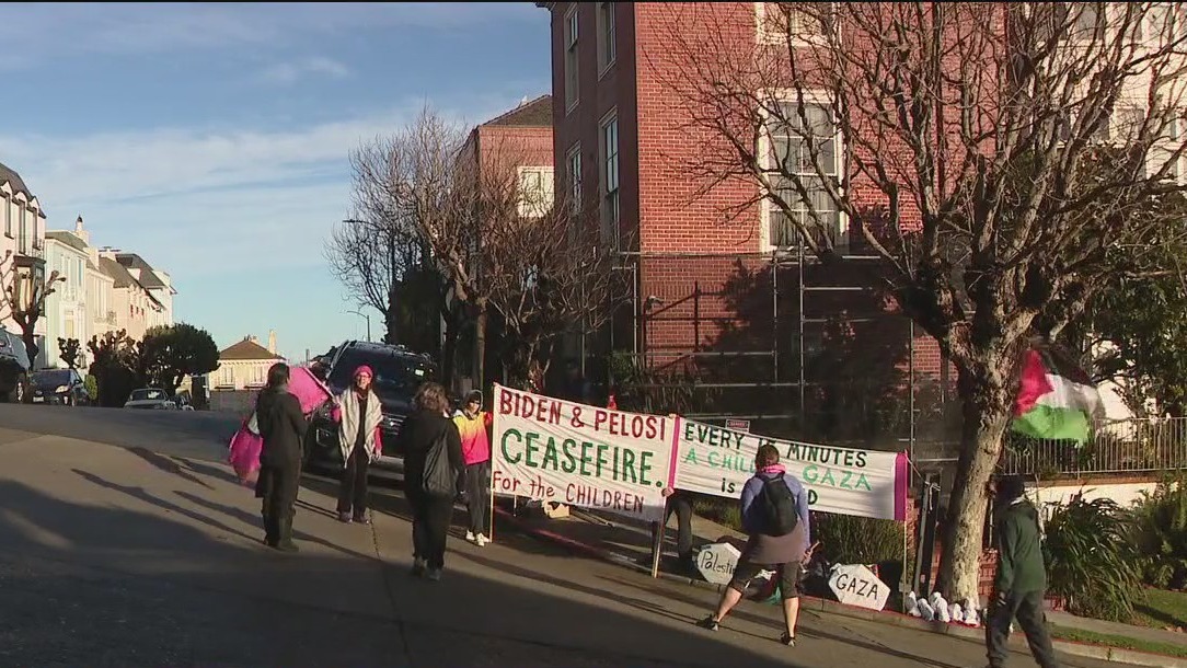 Protesters gather outside of Pelosi home to raise awareness about violence in Gaza