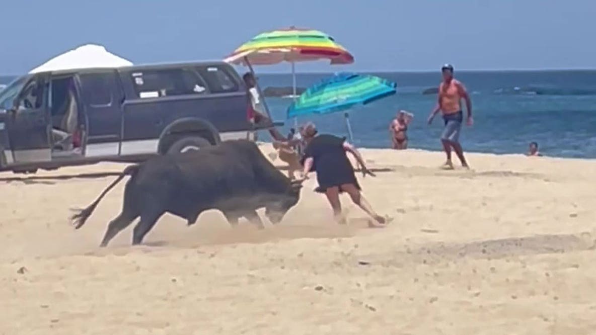 Bull attacks woman on Mexican beach