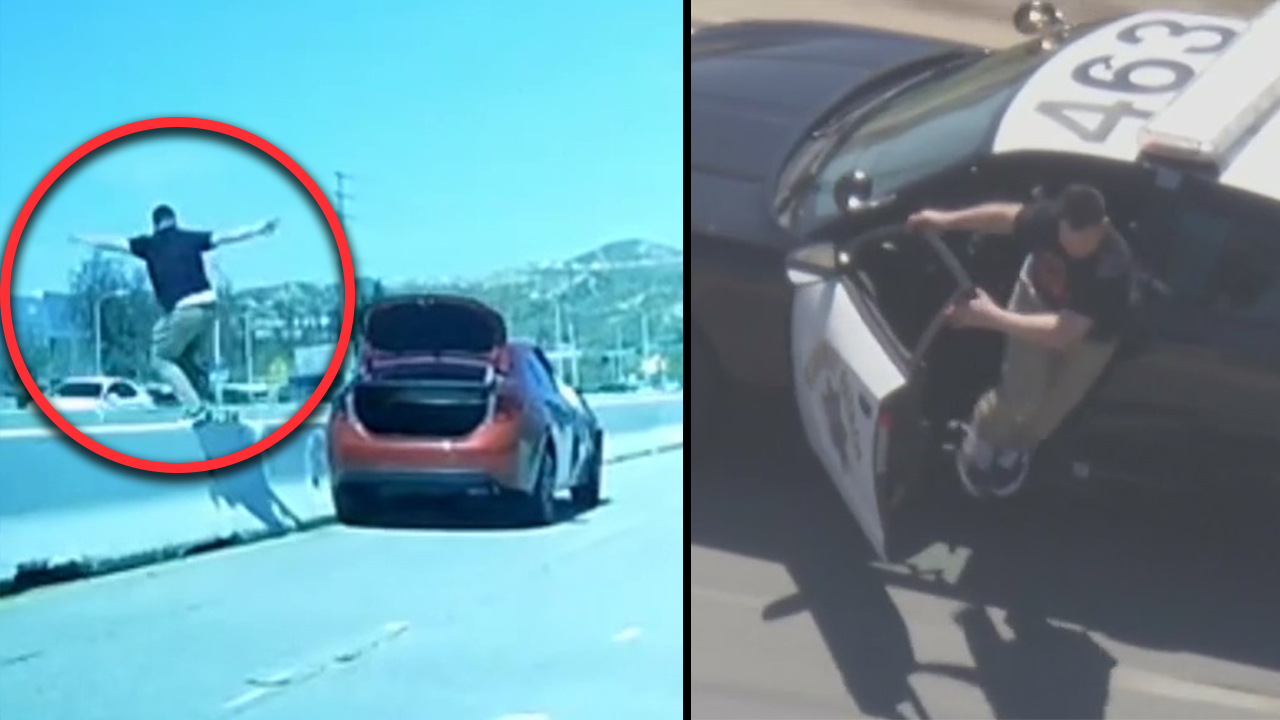 Suspect seen driving recklessly before stealing CHP cruiser