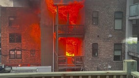 Dramatic video shows fire ripping through Lakeview apartment building