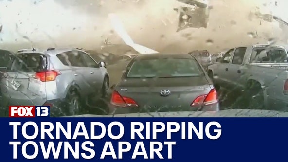 Tornado tears through Oklahoma parking lot