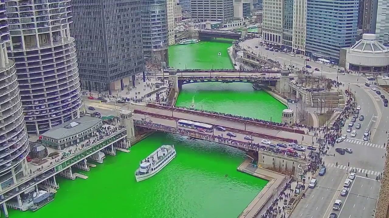 Time lapse of the dyeing of the Chicago River FOX 32 Chicago