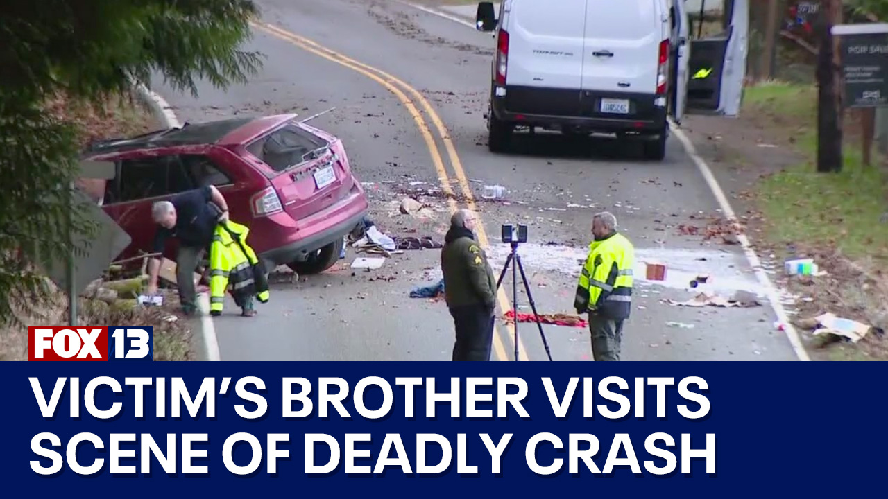 Man killed in crash, victim's brother visits the scene