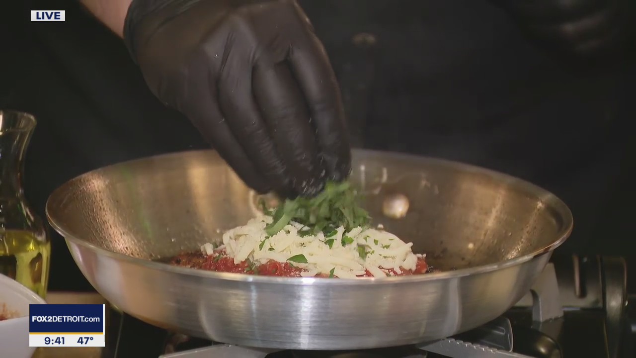 Making chicken parmesan with Cello Italian Restaurant in Howell