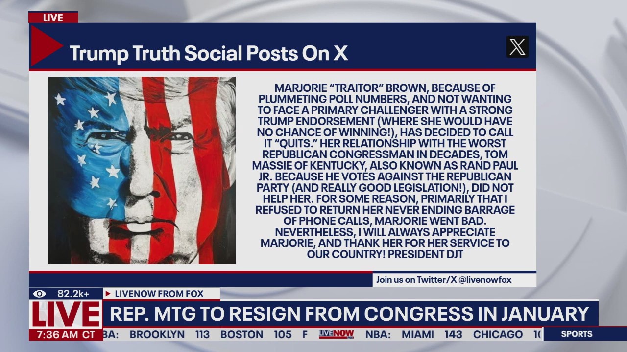 Pres. Trump reacts to MTG resigning from congress